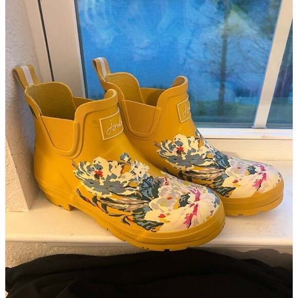 Joules Shoes - Joules Wellibob Women’s Rain Boots in Yellow Floral Design Size US 9 EU 40/41